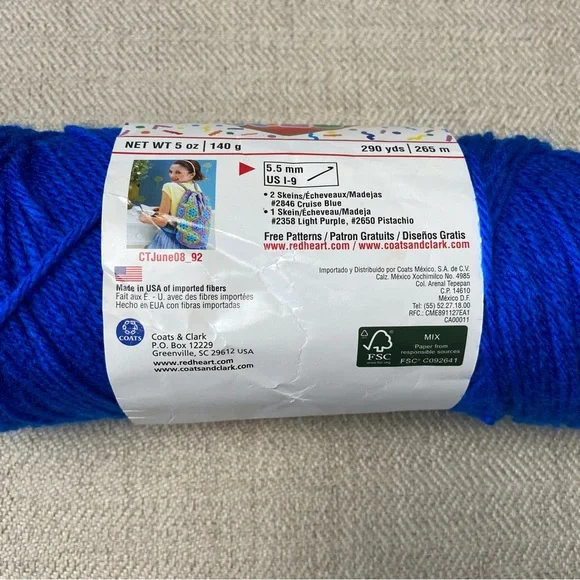 RED HEART•Kids Blue Yarn•Vintage - Picture 3 of 5